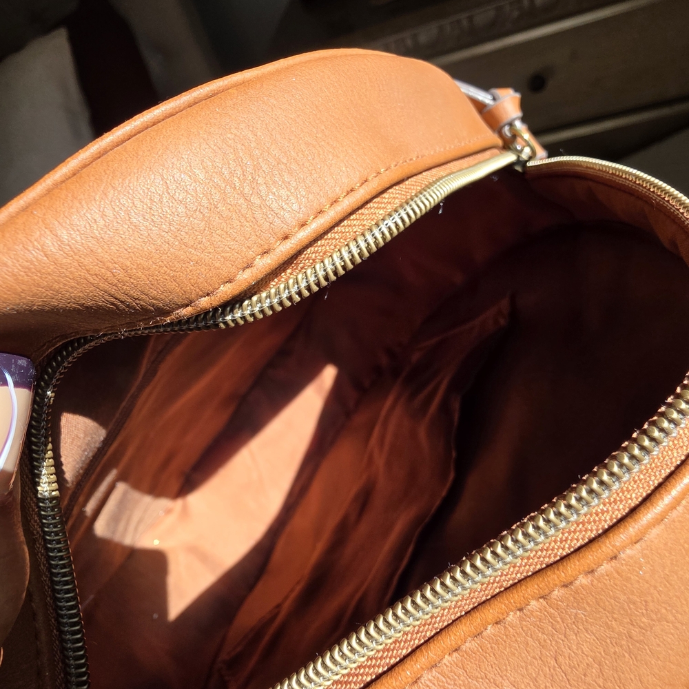 Floral Embroidered Tan Crossbody Bag - Picture 3 of 8